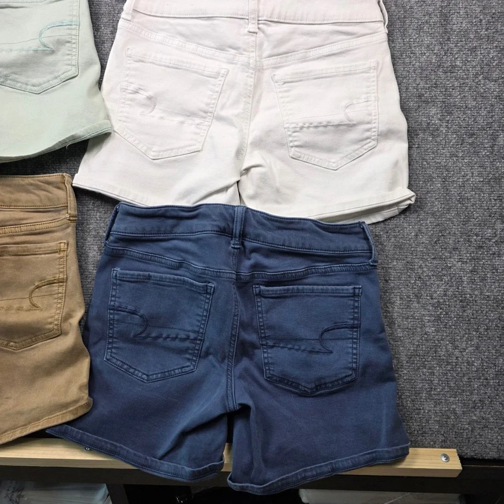 American Eagle Super Stretch Shorts Womens 4 Multicolor Bundle 6pk Mid Rise Mini